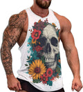 Graphic Tank Tops for Men Novelty Skull Print Tank Tops for Men Casual Sleeveless Cotton Shirts for Men Big and Tall Workout Tees for Men Quick Dry Gym Shirts L