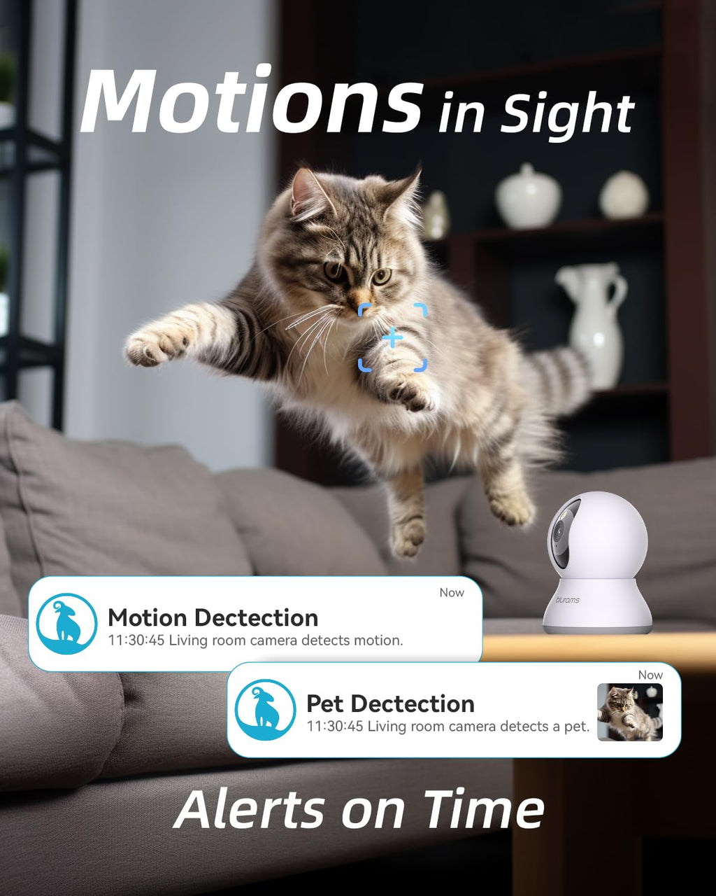 blurams 5G Cameras for Home Security, 2K Pet Camera with Phone App, 360° PTZ Indoor Camera w/Dual-Band WiFi6, Free Human/Motion/Sound Detection, 2-Way Talk, Night Vision, Compatible with Alexa, 2Pack