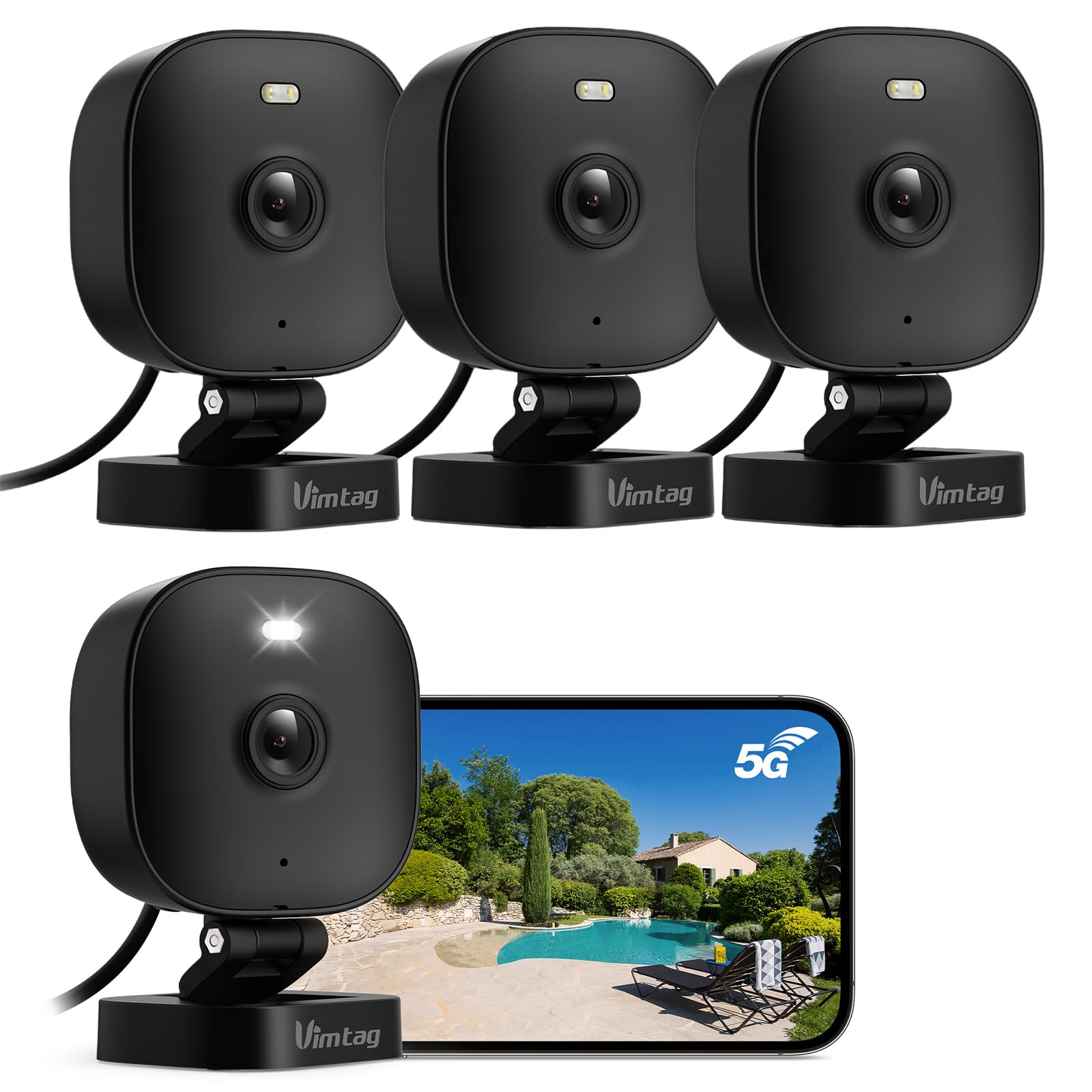 VIMTAG Security Camera Outdoor Indoor, 2.5K Cameras for Home Security Pet/Dog, Color Night Vision, Baby Monitor, Motion Activated Spotlight/Siren, IP66,2-Way Audio, Cloud/512G TF Card Storage,Plug-in