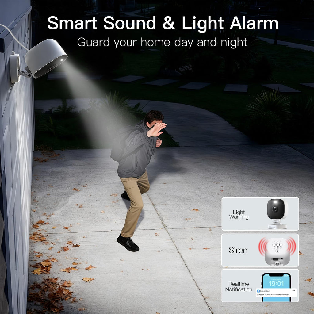 VIMTAG Security Camera Outdoor Indoor, 2.5K Cameras for Home Security Pet/Dog, Color Night Vision, Baby Monitor, Motion Activated Spotlight/Siren, IP66,2-Way Audio, Cloud/512G TF Card Storage,Plug-in