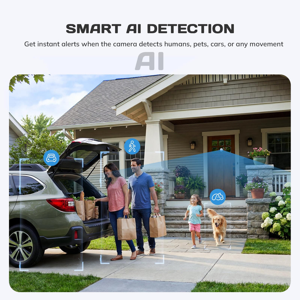 VIMTAG 2.5K Cameras for Home Security Outdoor/Indoor, Color Night Vision Security Camera for Baby/Pet/Dog/Nanny, Light/Siren, Motion Detection, 2-Way Audio, Work with Alexa, Cloud/Card Storage, 2Pcs