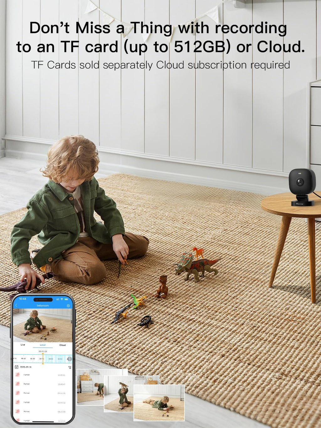 VIMTAG Security Camera Outdoor Indoor, 2.5K Cameras for Home Security Pet/Dog, Color Night Vision, Baby Monitor, Motion Activated Spotlight/Siren, IP66,2-Way Audio, Cloud/512G TF Card Storage,Plug-in