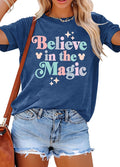 Magical Shirt Women Believe in The Magic Tshirt Kingdom Castle Tie Dye Tee Family Holiday Vacation Short Sleeve Tops