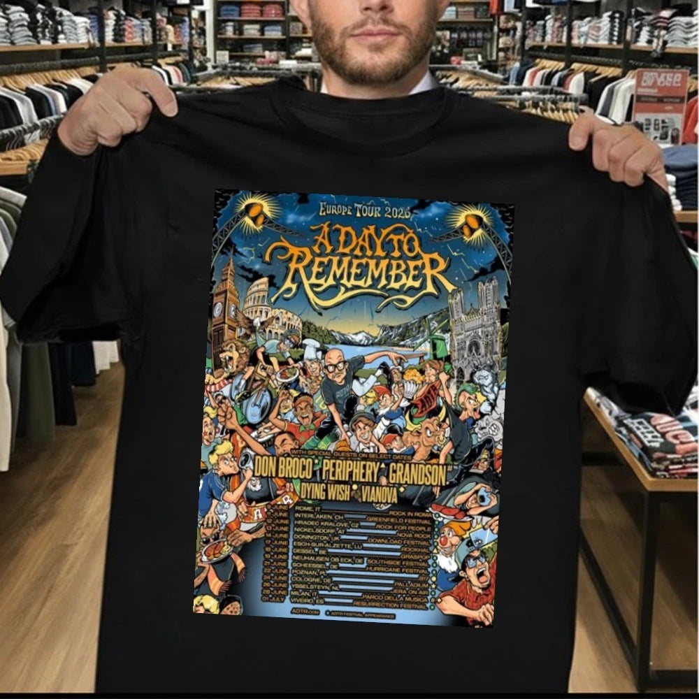 A Day To Remember Europe Tour 2026 Headline Shows Between Festivals Schedule Poster Shirt