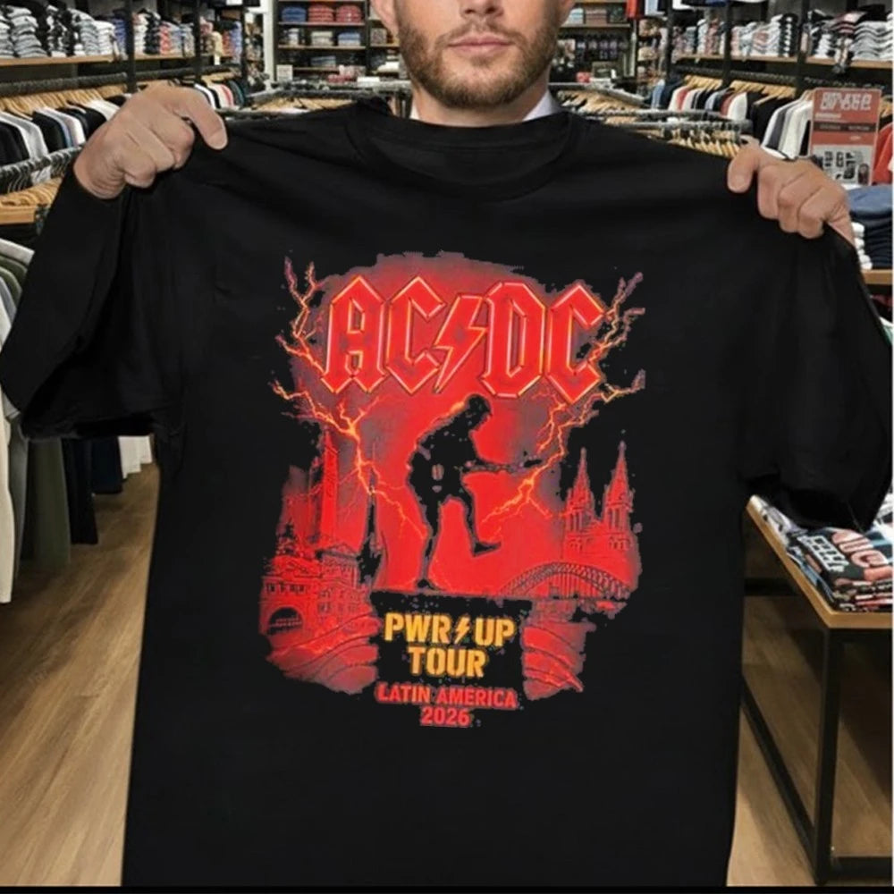 AC DC PWR Up Tour Latin America 2026 Schedule Two Sided T-Shirt