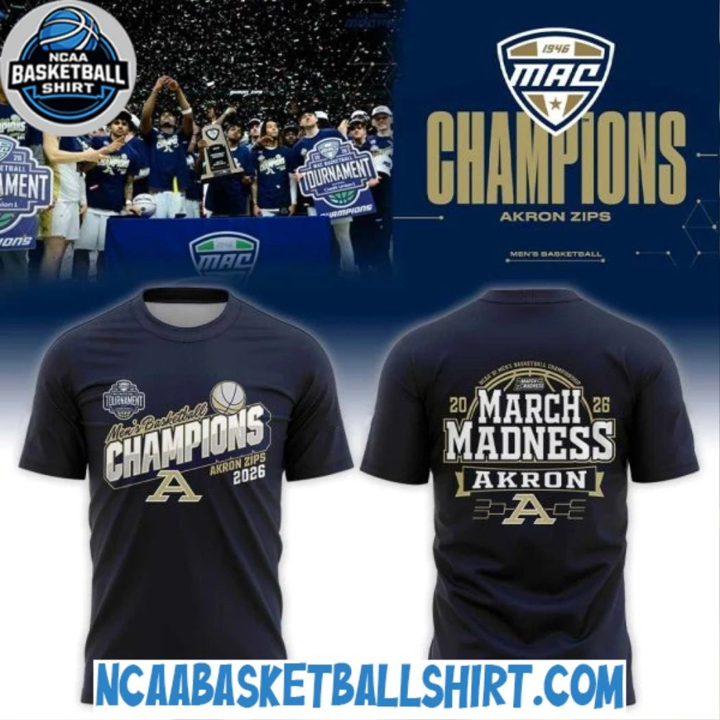 Akron Zips Men’s Basketball 2026 MAC Men’s Basketball Tournament Champions T-Shirt