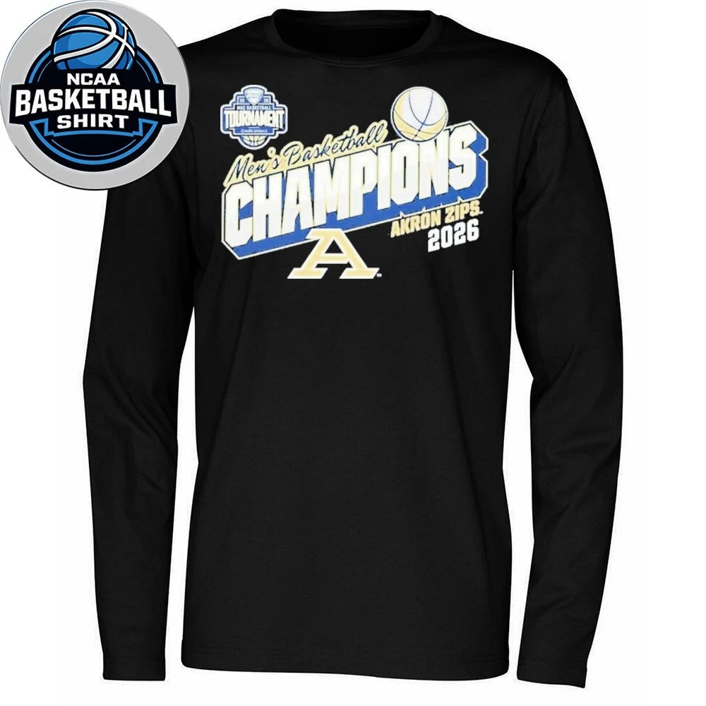 Akron Zips Navy Blue 2026 MAC Men’s Basketball Tournament Champions Locker Room T-Shirt