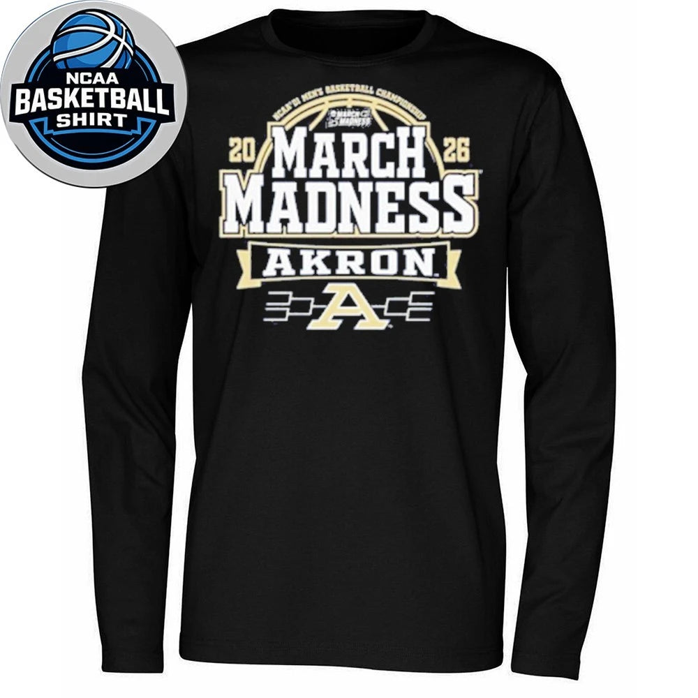 Akron Zips Navy Blue 2026 NCAA Men’s Basketball March Madness Bound Logo T-Shirt