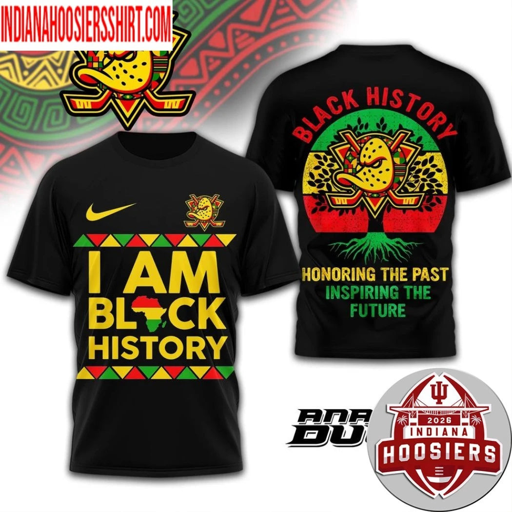 Anaheim Ducks 2026 NHL Black History Map And Logo Two Sided Shirt