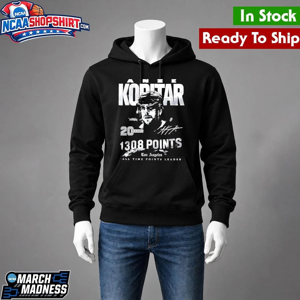 Anze Kopitar 1308 points Los Angeles Kings NHL All Time Points Leader signature graphic shirt