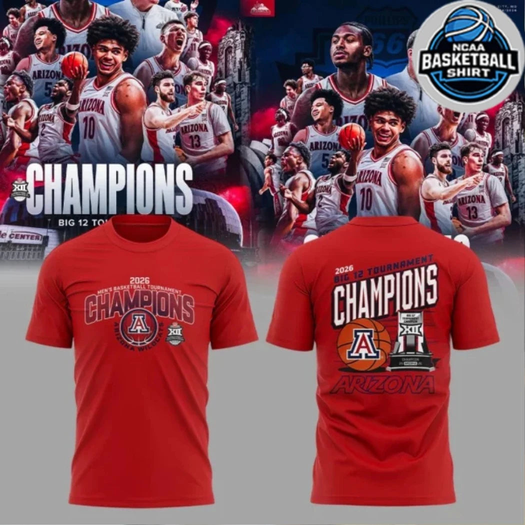 Arizona Wildcats Big 12 Men’s Basketball Tournament Championship 2026 Logo Shirt