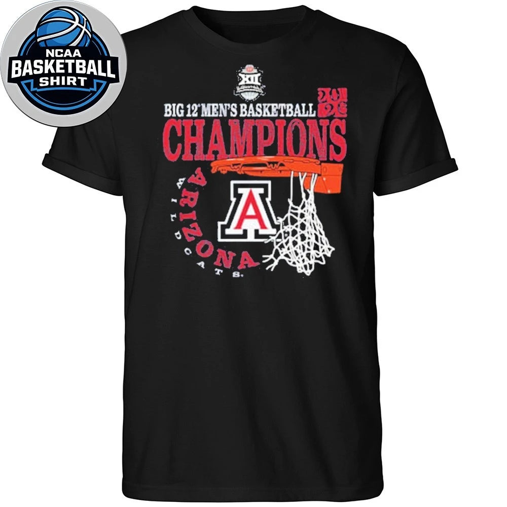 Arizona Wildcats Navy Blue Blue 84 2026 Big 12 Men’s Basketball Conference Tournament Champions T-Shirt