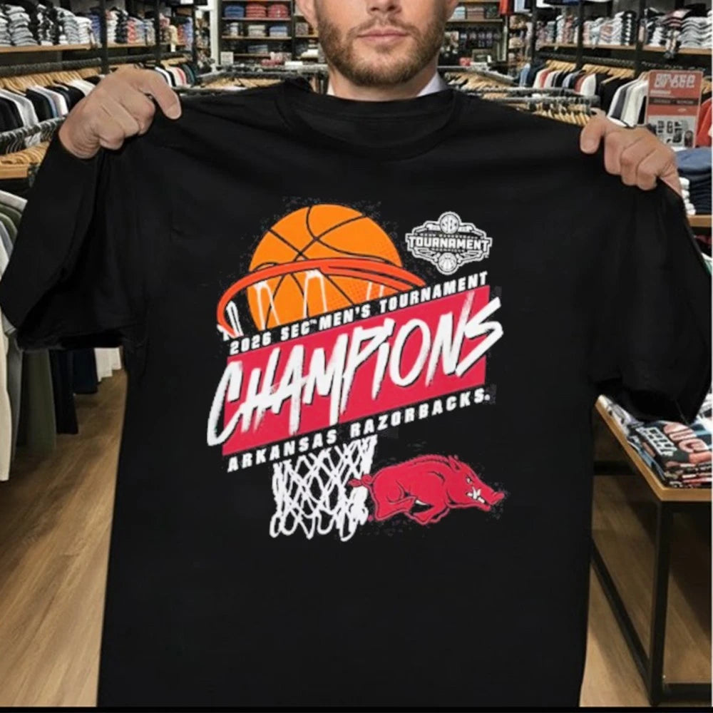 Arkansas Razorbacks 2026 SEC Men’s Basketball Tournament Champions T-Shirt