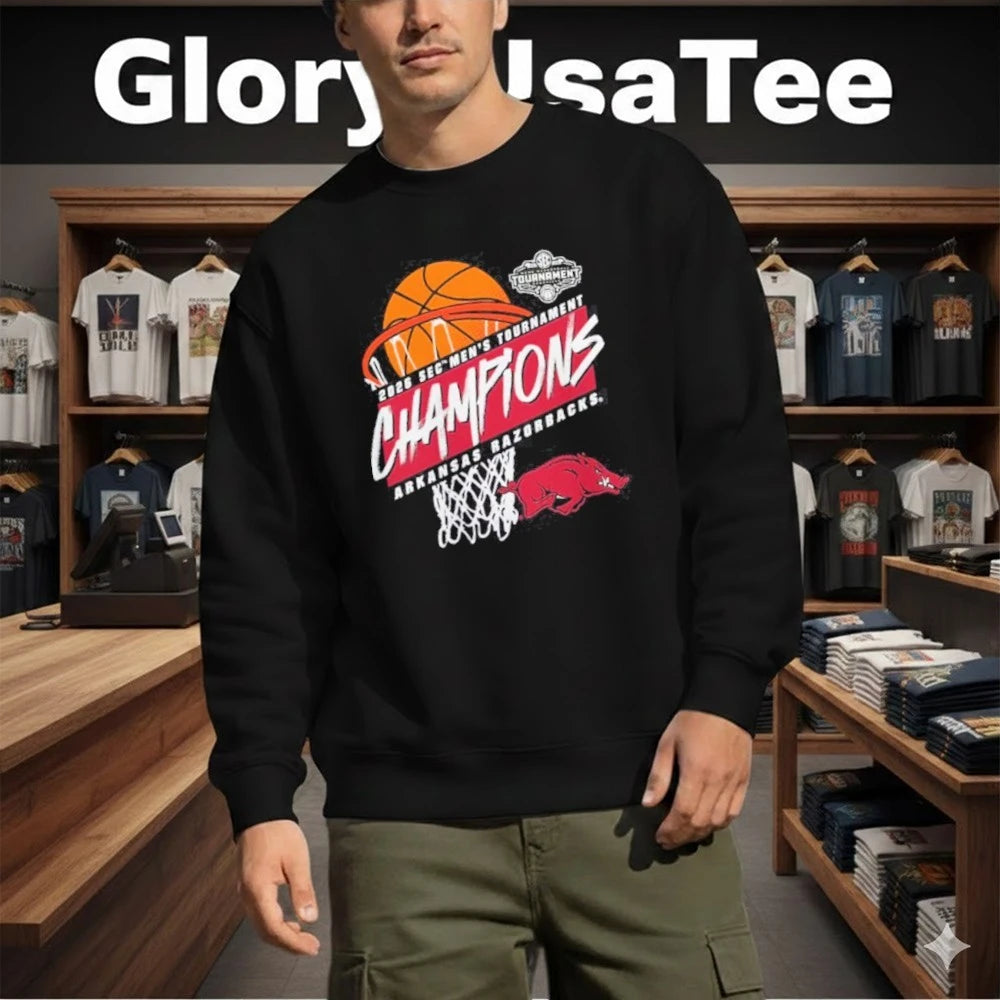 Arkansas Razorbacks 2026 SEC Men’s Basketball Tournament Champions T-Shirt