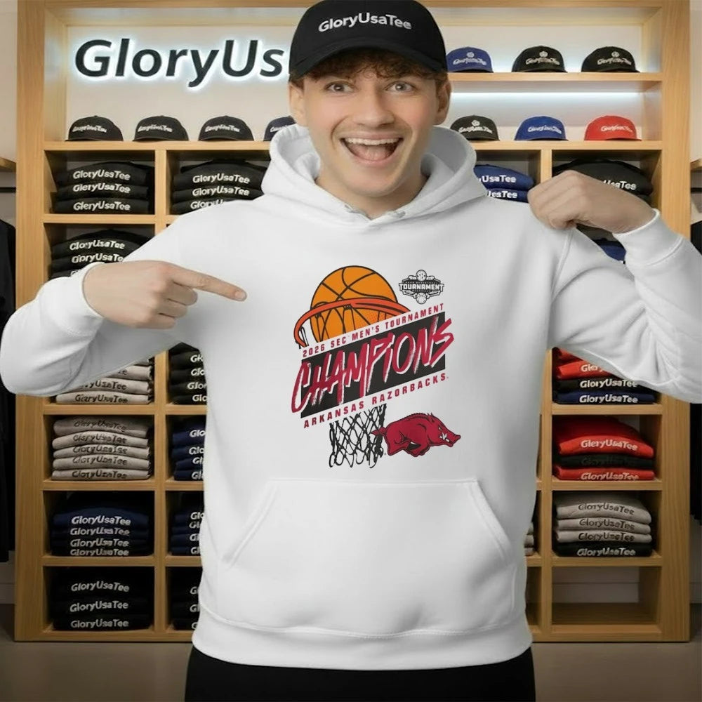 Arkansas Razorbacks 2026 SEC Men’s Basketball Tournament Champions White T-Shirt