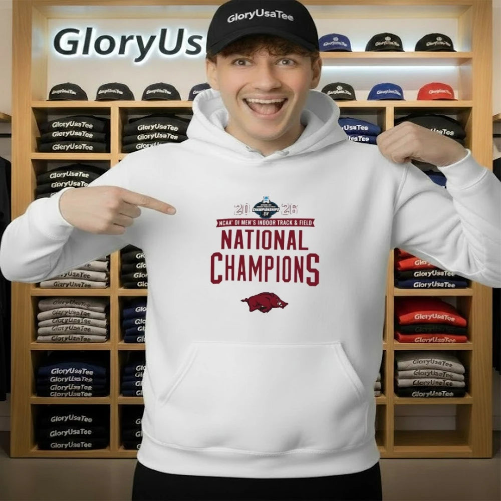 Arkansas Razorbacks Champion Unisex 2026 NCAA Men’s Indoor Track &amp; Field National Champions T-Shirt