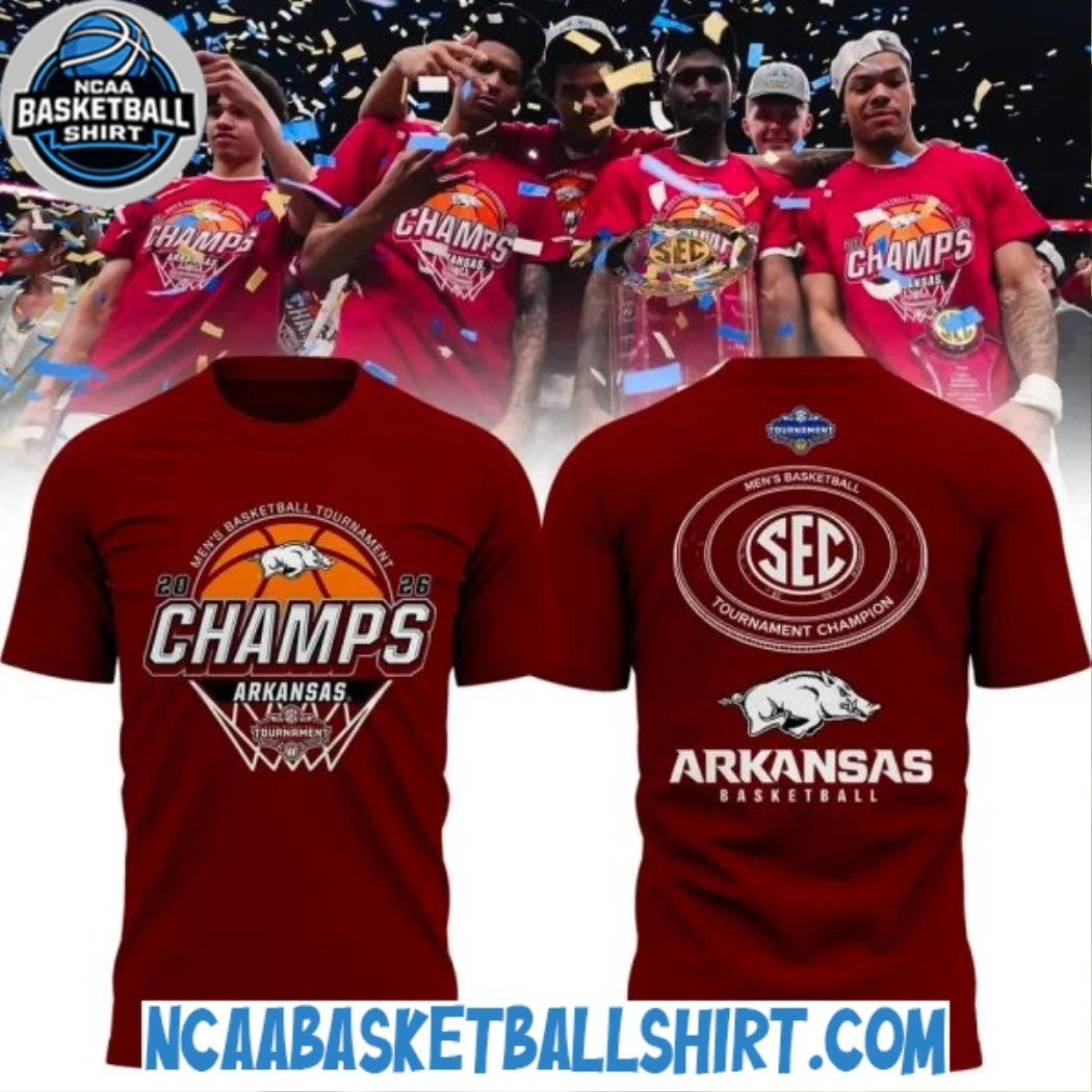 Arkansas Razorbacks Men’s Basketball 2026 SEC Tournament Champions Locker Room Shirt