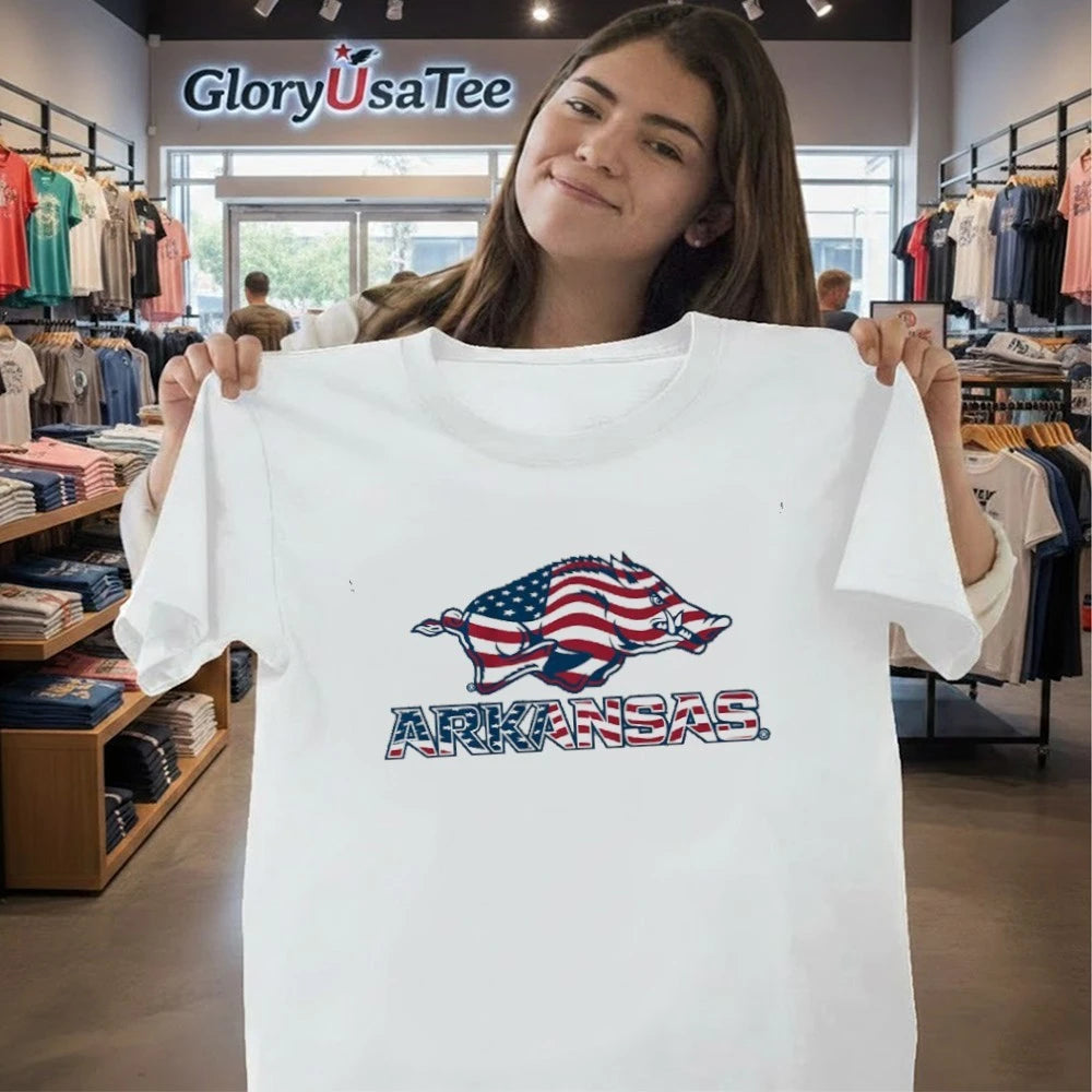 Arkansas Razorbacks Patriotic Marks Logo Stack Shirt