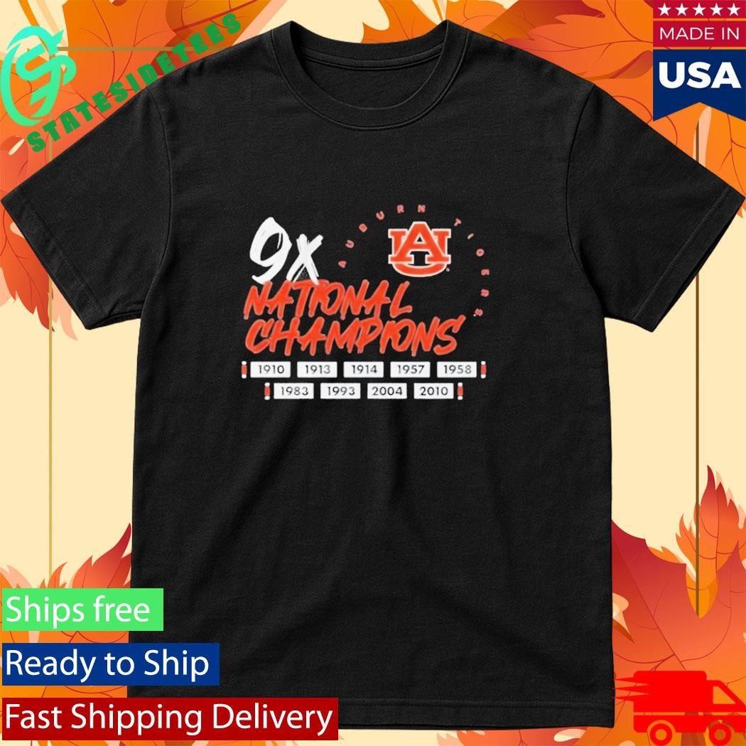 Auburn University Tigers Football Nine Time 9X National Champions Shirt