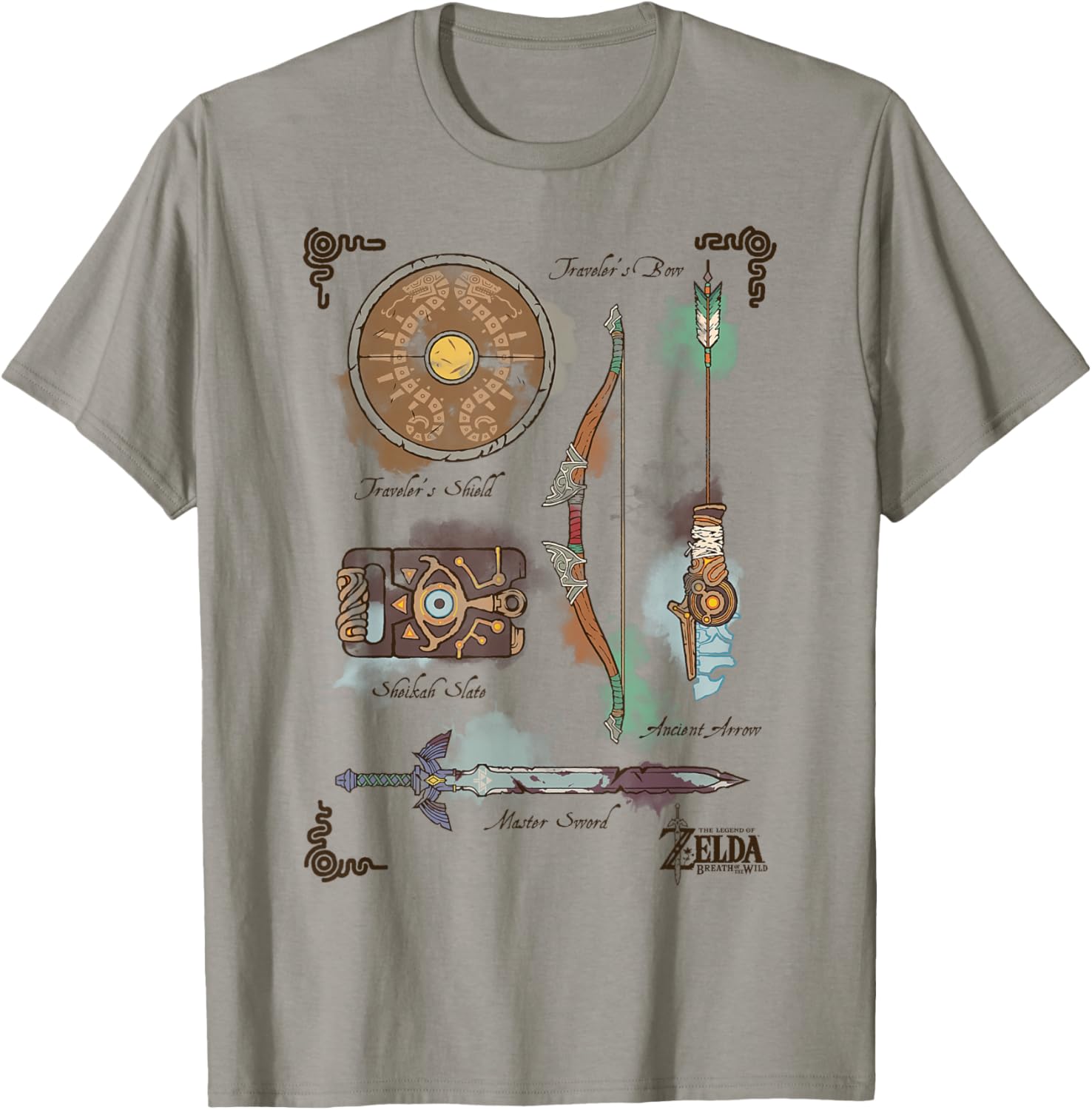 Zelda Breath of The Wild Link Inventory Graphic T-Shirt T-Shirt