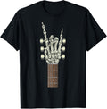 Rock On Skeleton Hand Guitar Gifts Men Graphic Tee Rock Band T-Shirt
