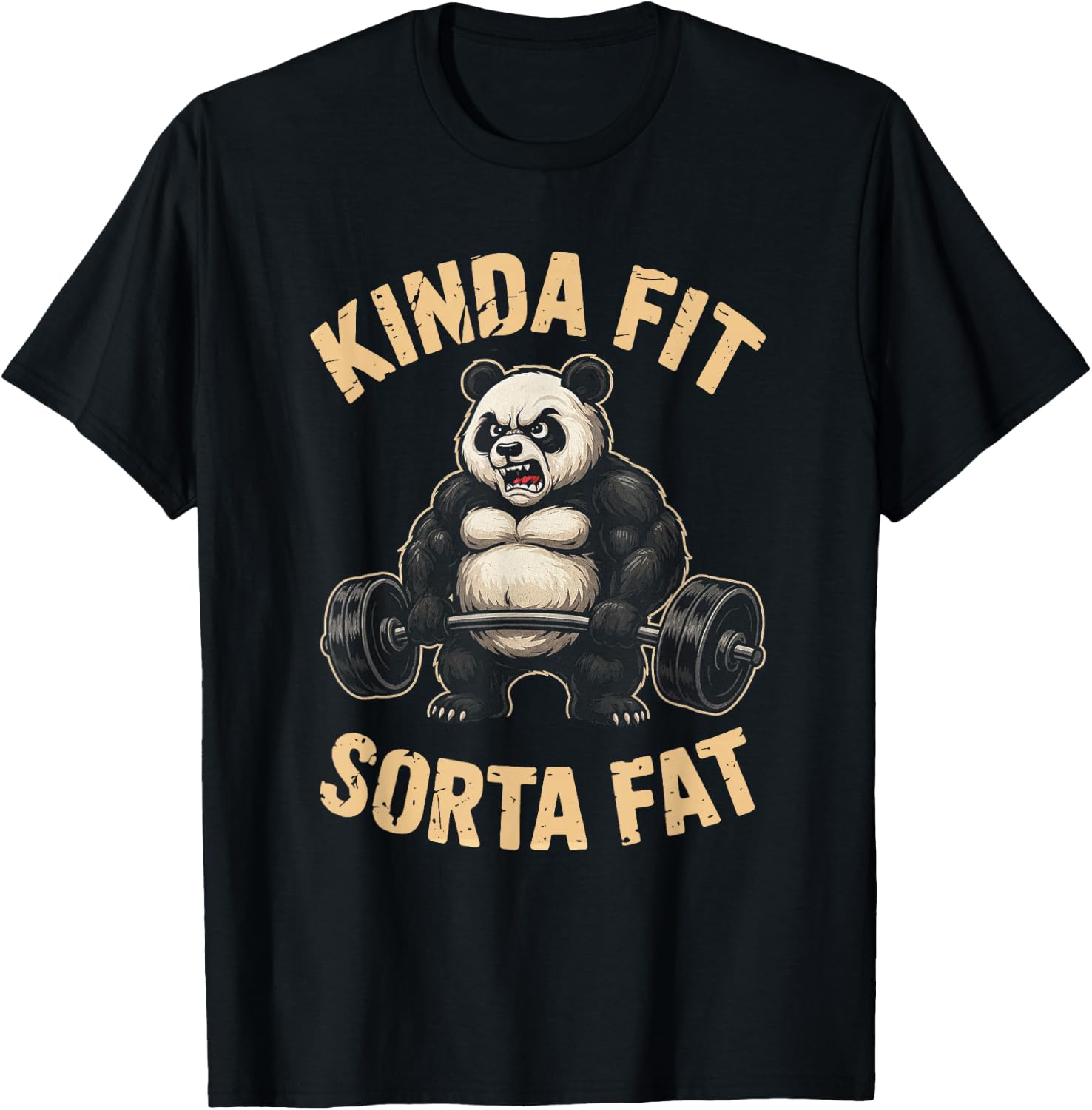 Kinda Fit Sorta Fat Funny Gym Panda Weightlifting Workout T-Shirt