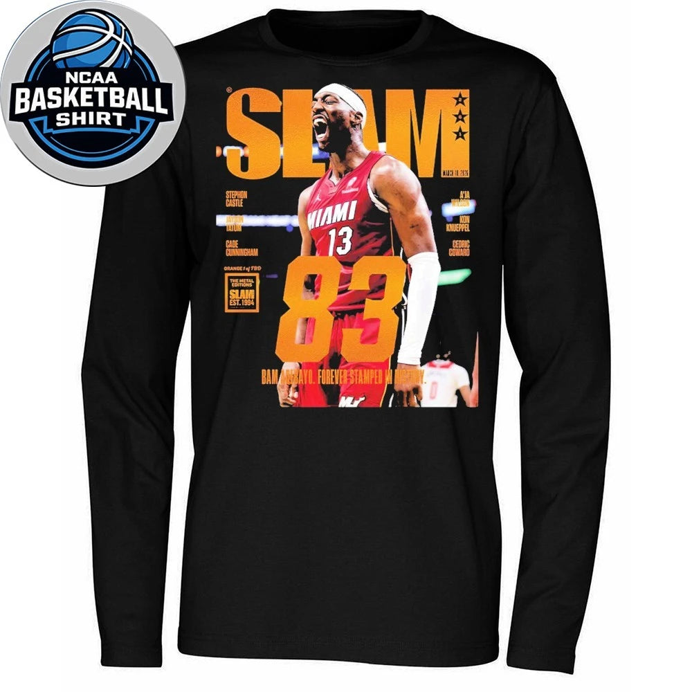 Bam Adebayo Miami Heat On The Cover Of SLAM 261 83 Points Forever Stamped In History Orange Metal Shirt