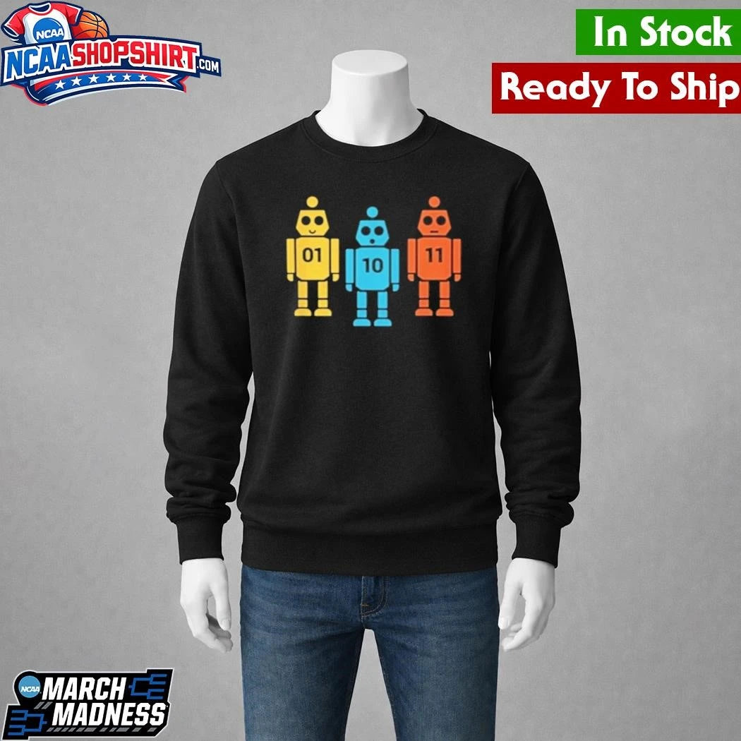 Binary 01 10 11 Robot Shirt