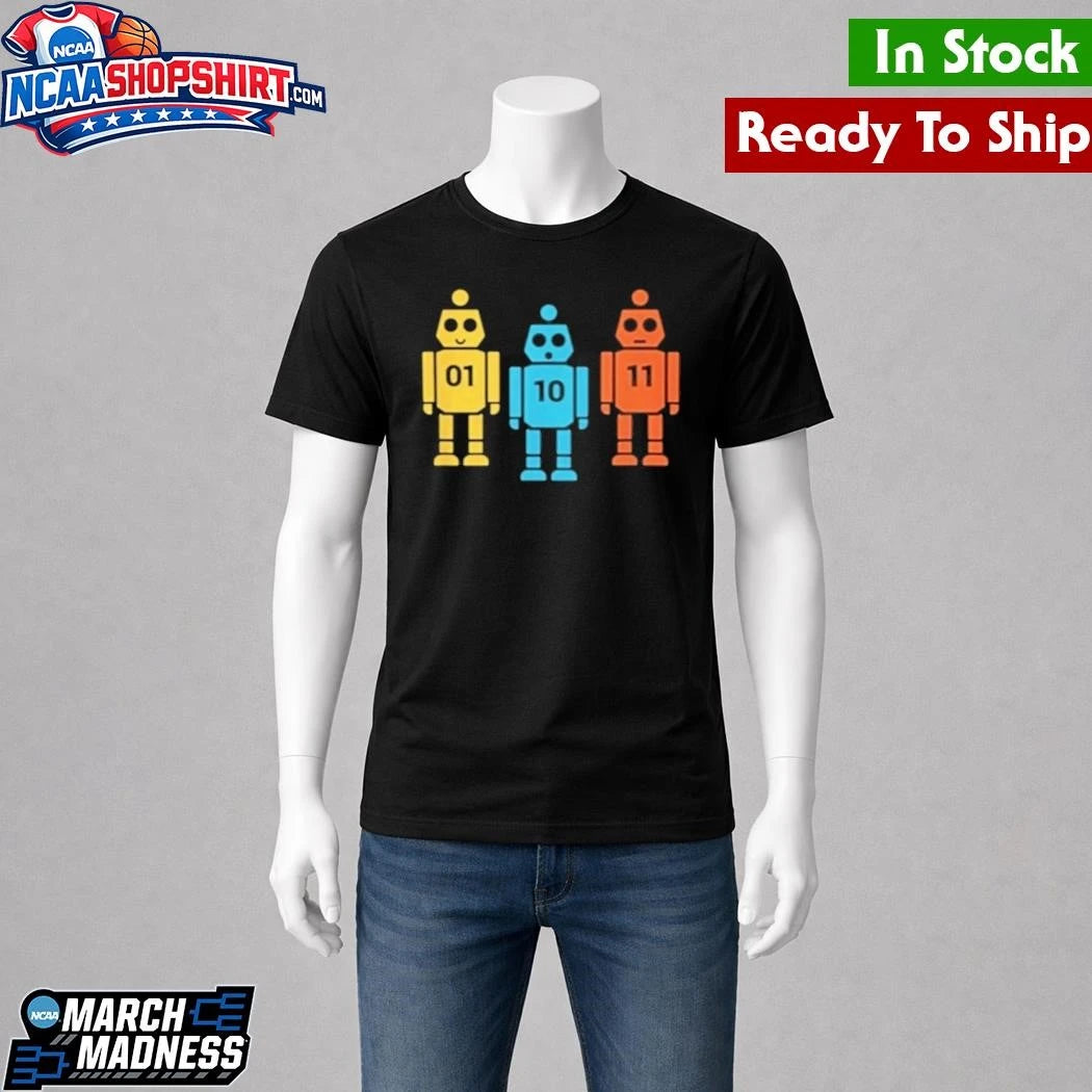 Binary 01 10 11 Robot Shirt