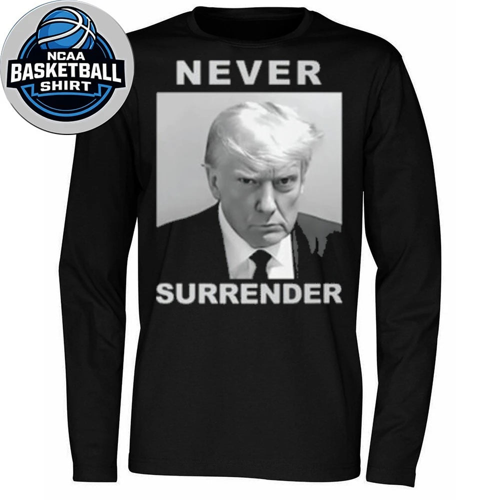 Black White Trump Mugshot Never Surrender Shirt