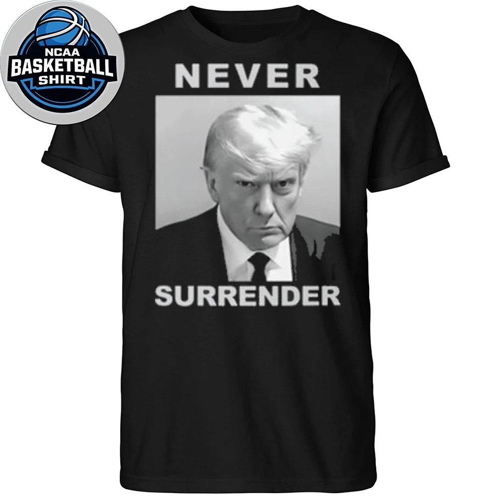 Black White Trump Mugshot Never Surrender Shirt