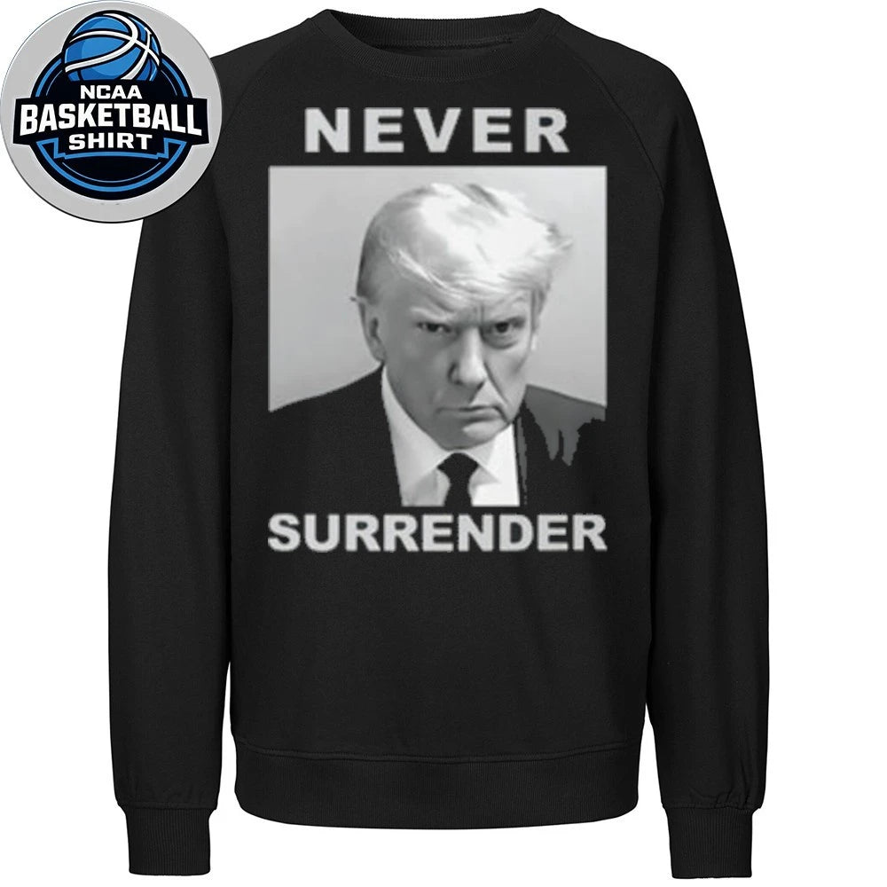 Black White Trump Mugshot Never Surrender Shirt