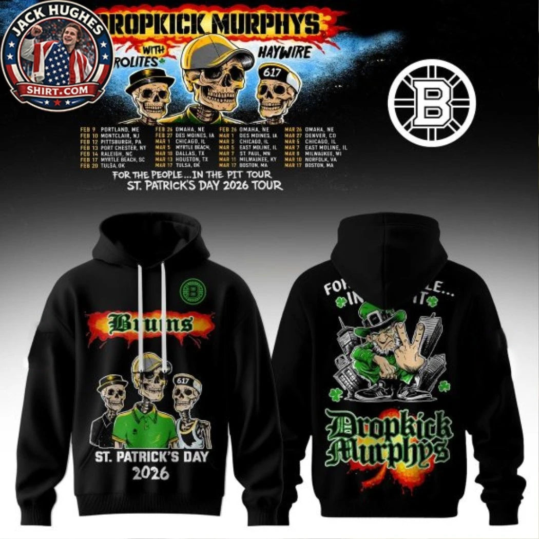 Boston Bruins x Dropkick Murphys St. Patrick’s Day 2026 Tour Logo Two Sided Shirt