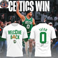 Boston Celtics Basketball Jayson Tatum Back To 0 Logo Two Sided Graphic T-Shirt