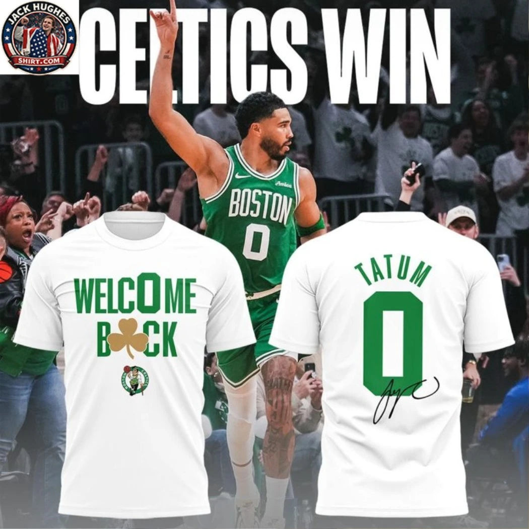 Boston Celtics Basketball Jayson Tatum Back To 0 Logo Two Sided Graphic T-Shirt