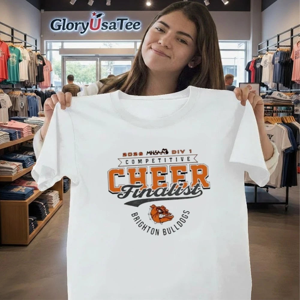 Brighton Bulldogs 2026 MHSAA Cheer D1 Finalist logo shirt