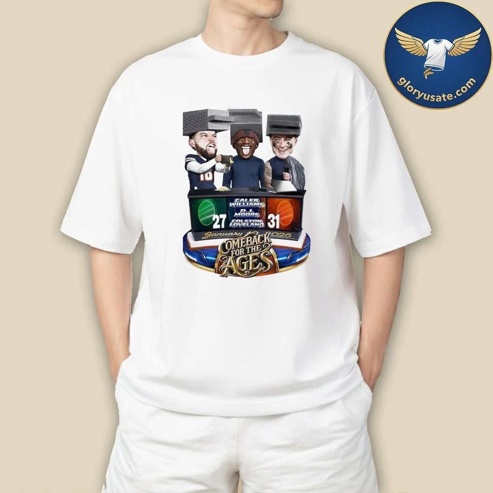 Caleb Williams Colston Loveland DJ Moore Comeback For The Ages Chicago Football Shirt