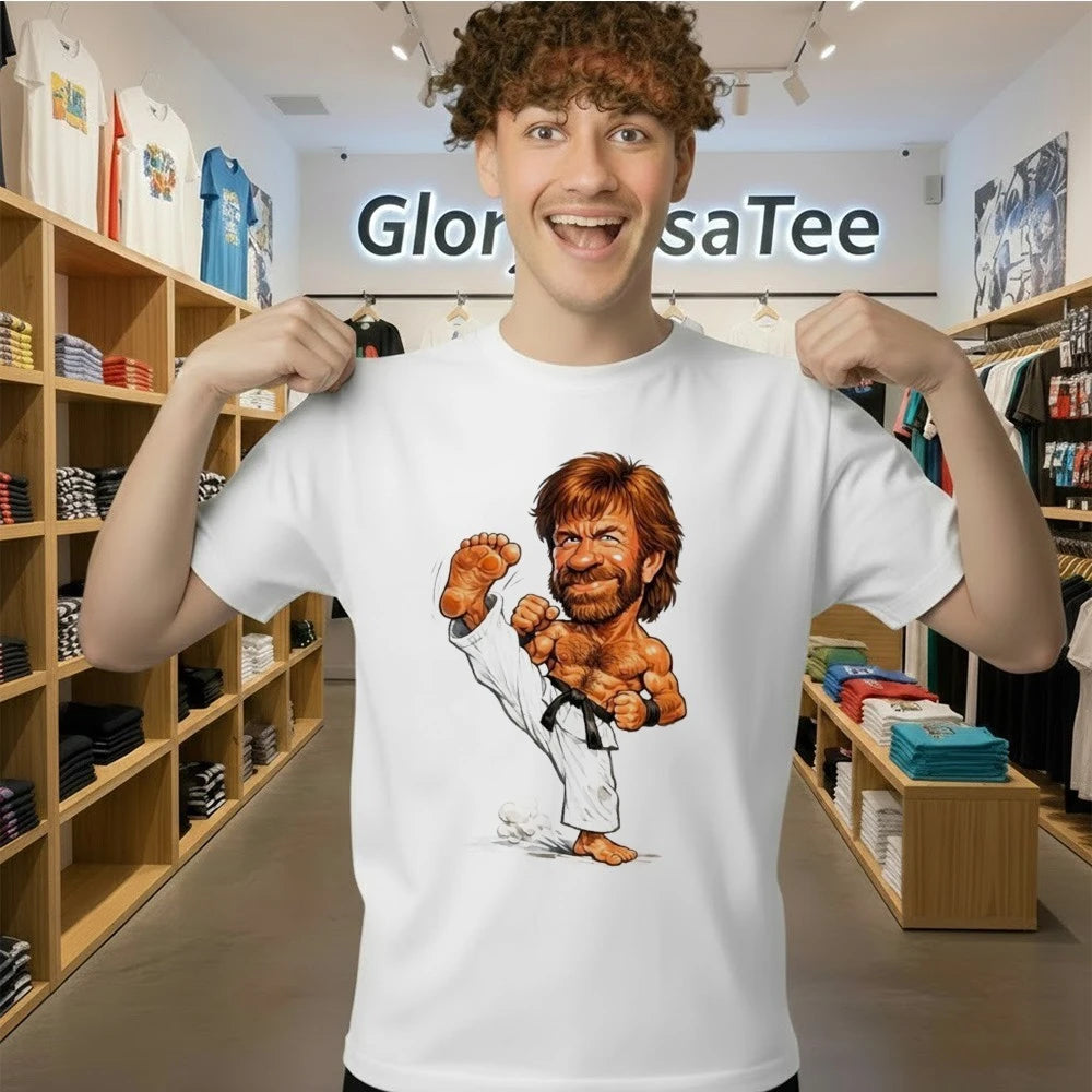 Chuck Norris Caricature Movie Fan Gift T-Shirt