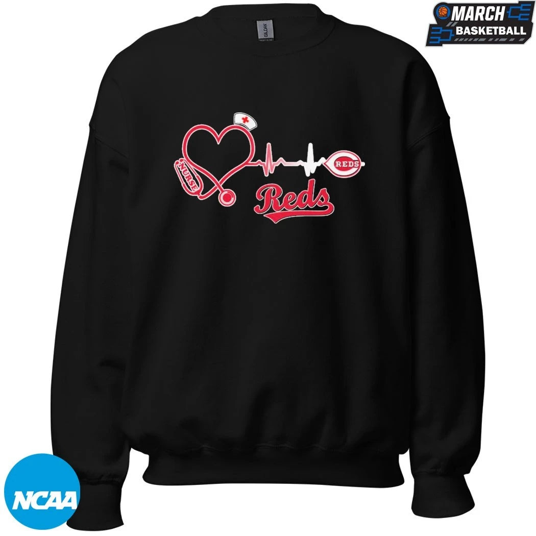Cincinnati Reds Nurse Heartbeat Stethoscope T-shirts