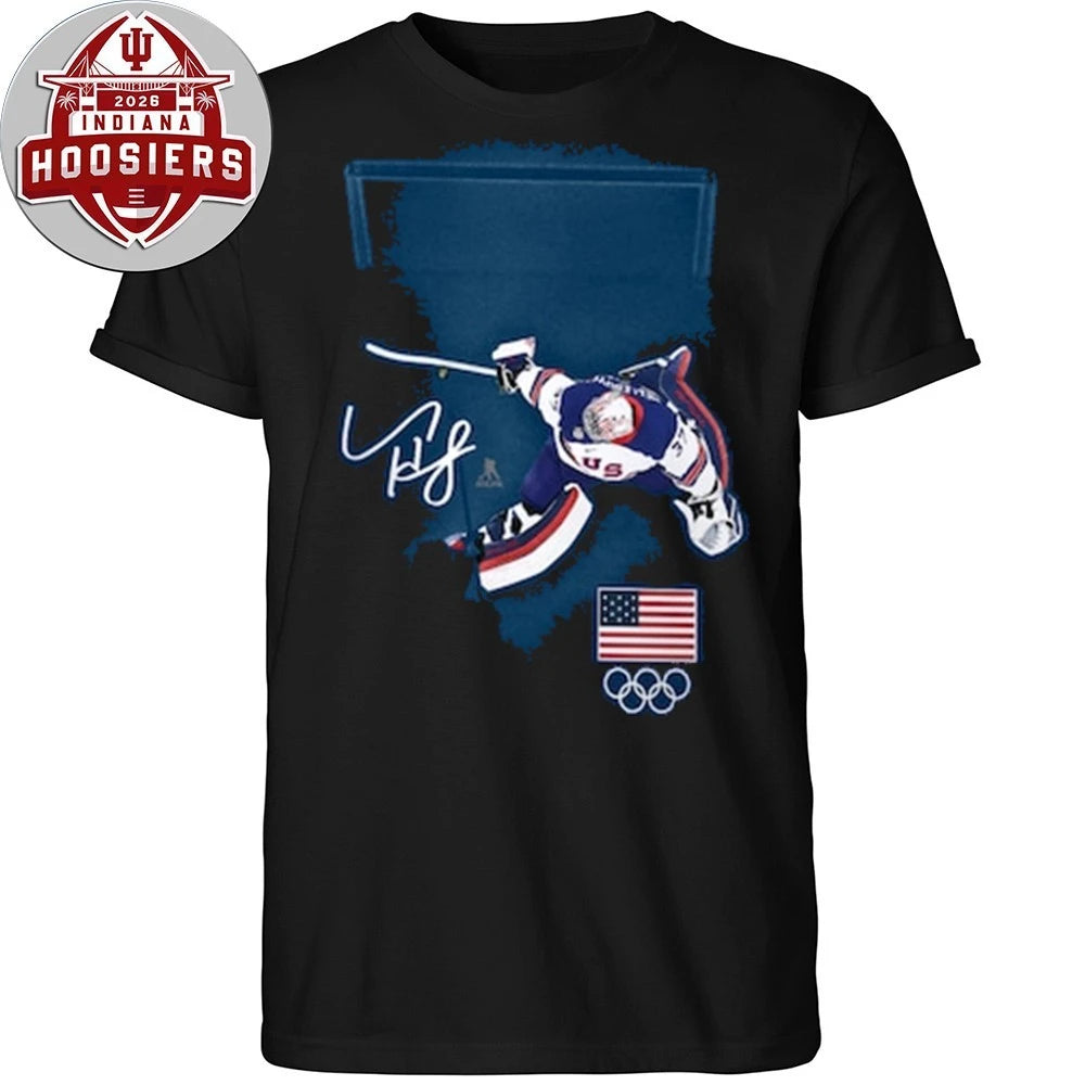 Connor Hellebuyck USA Hockey Fanatics Gold Medal Save Shirt