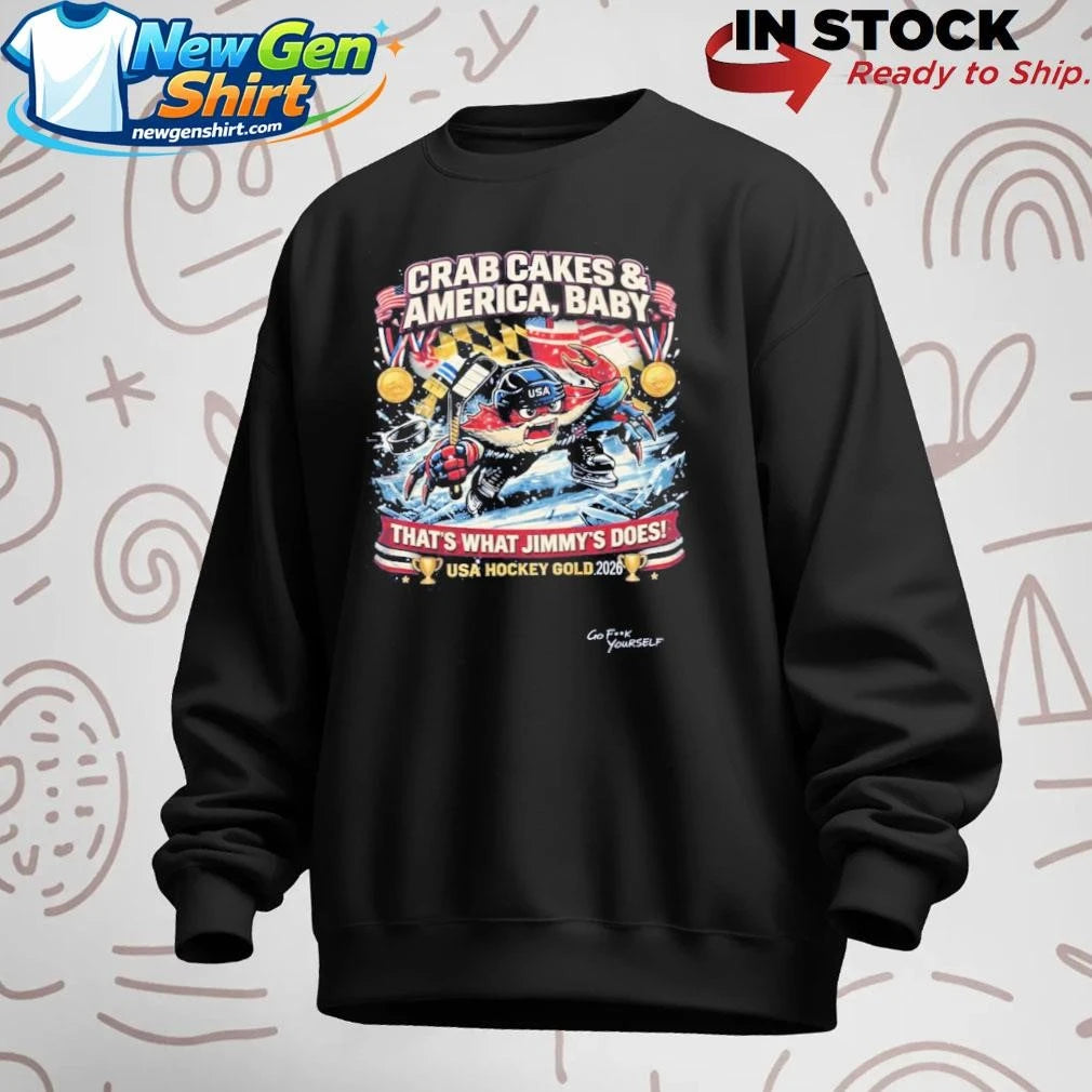 Crab Cakes &amp; America Baby Usa Hockey Gold Shirt