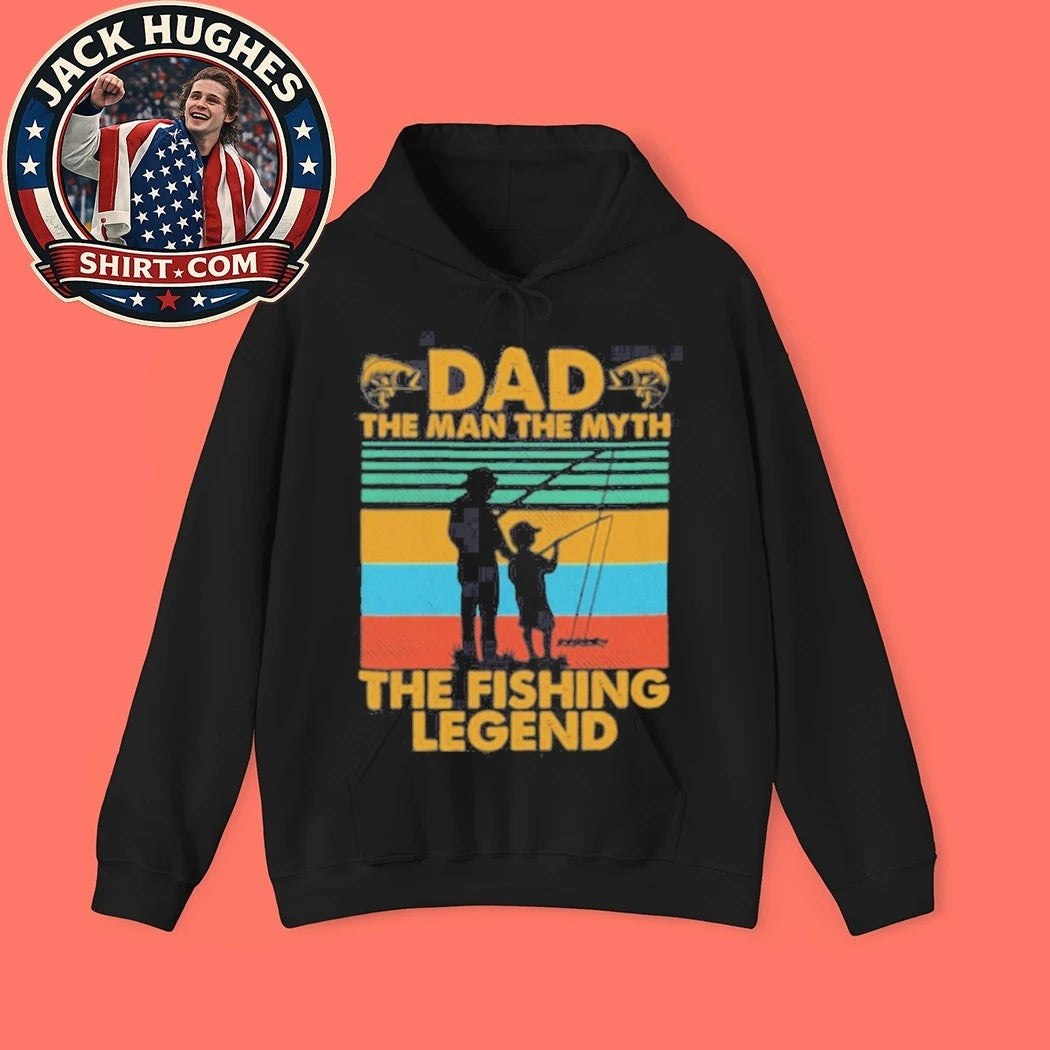 Dad The Man The Myth The Fishing Legend Retro Sunset Shirt
