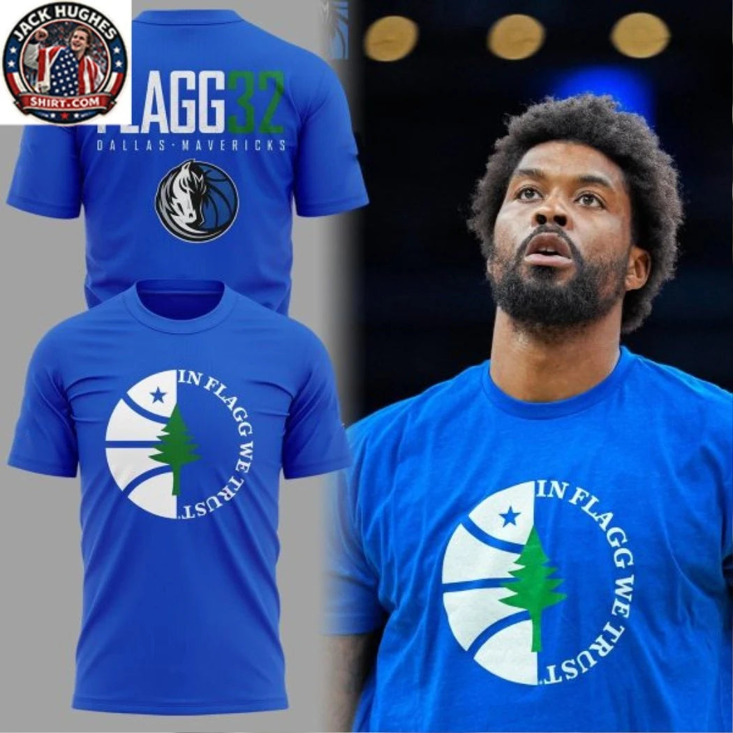 Dallas Mavericks Naji Marshall 2026 In Flagg We Trust Logo Two Sided Graphic T-Shirt