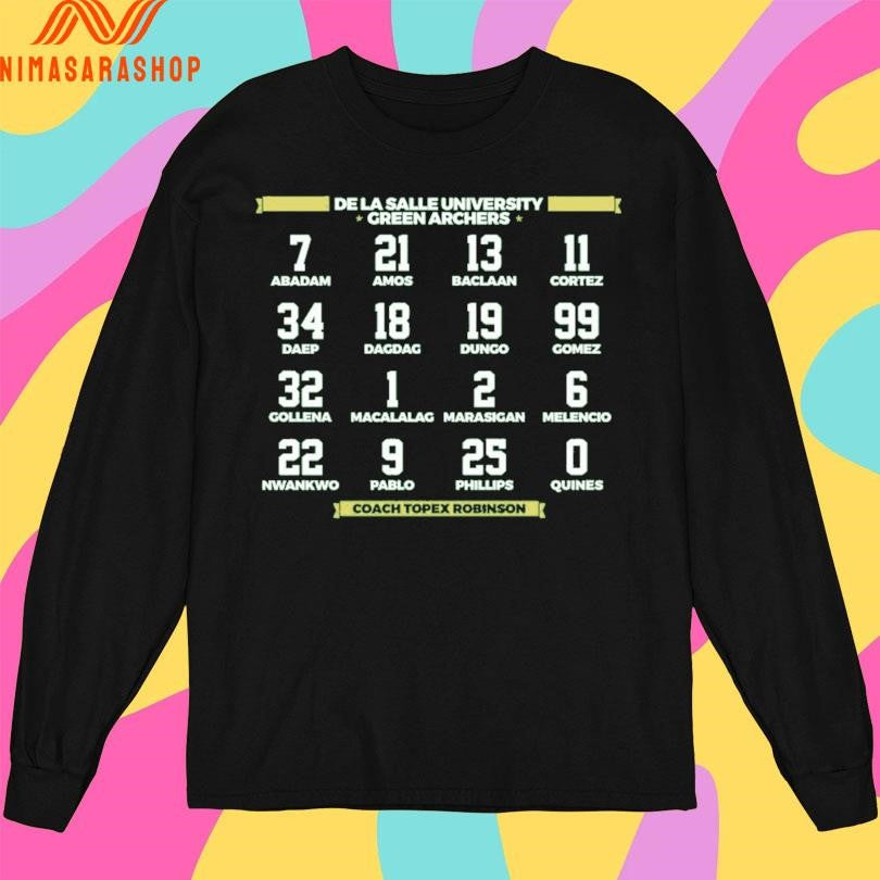 De La Salle University Green Archers Coach Topex Robinson Shirts