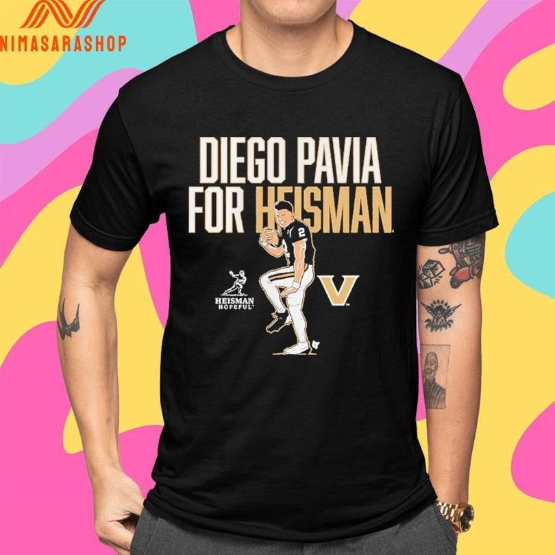 Diego Pavia For Heisman Statue Pose Vanderbilt Commodores Football Shirts