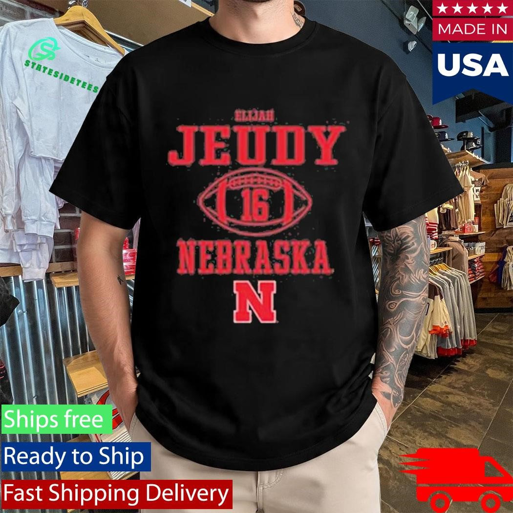 Elijah Jeudy Rally Mens Black Nebraska Cornhuskers Nil Sport Icon Shirt