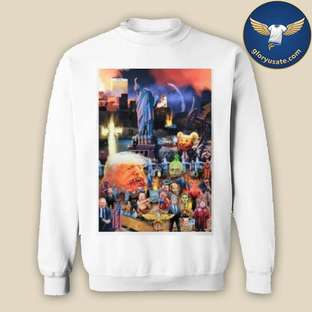 End Of Empire Dystopian Political Collage Bold Graphic Shirt