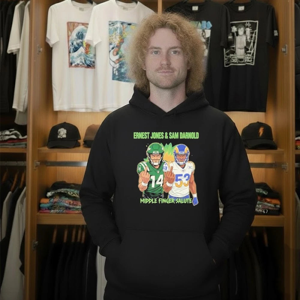 Ernest Jones &amp; Sam Darnold Middle Finger Salute Graphic Design Shirt