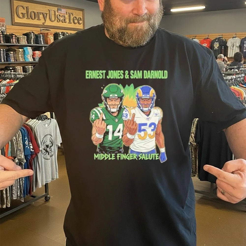 Ernest Jones &amp; Sam Darnold Middle Finger Salute Graphic Design Shirt