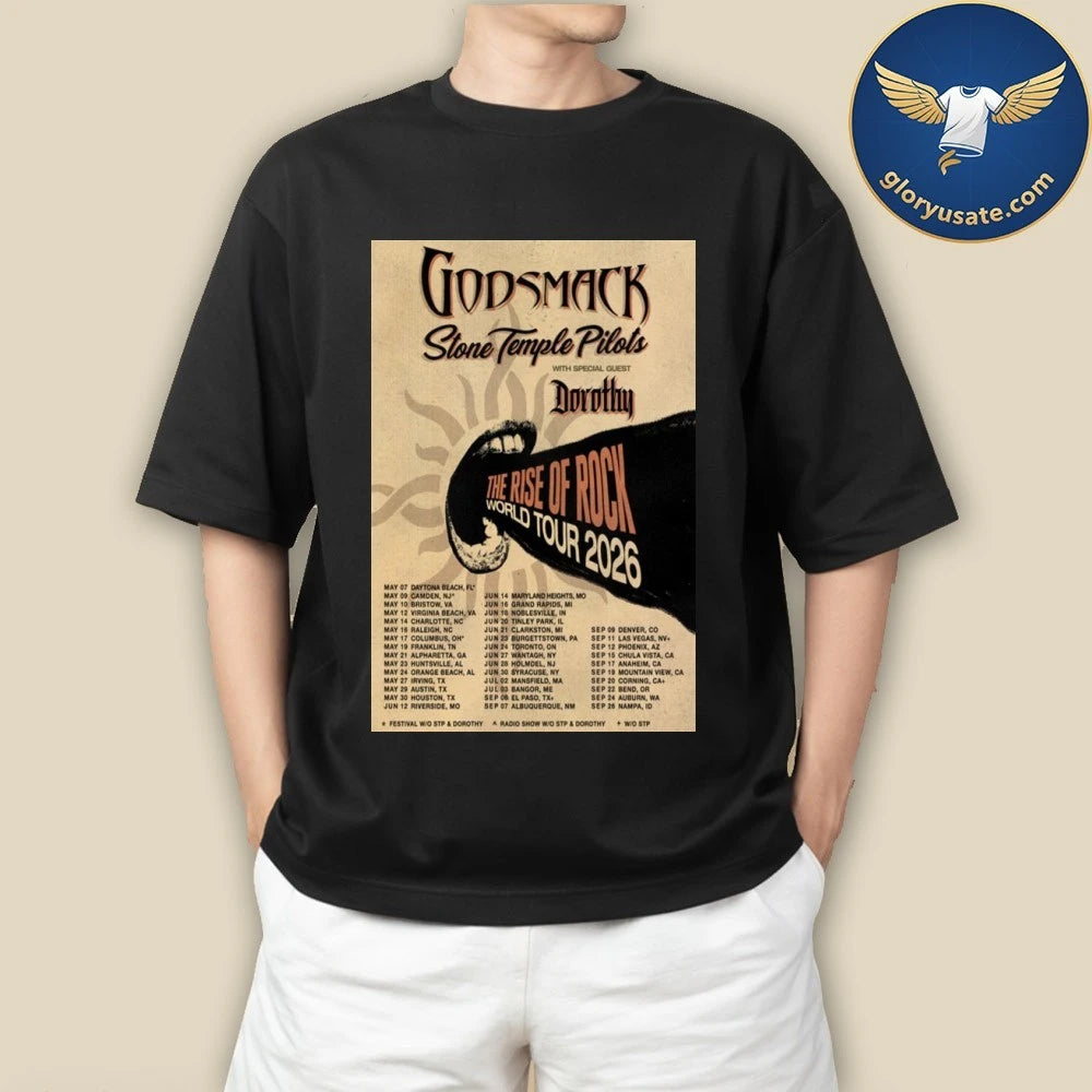 Godsmack’s The Rise Of Rock World Tour 2026 Poster Shirt
